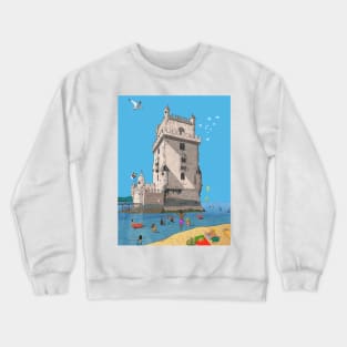 Belém Tower, Tower of Saint Vincent Lisbon Illustration Crewneck Sweatshirt